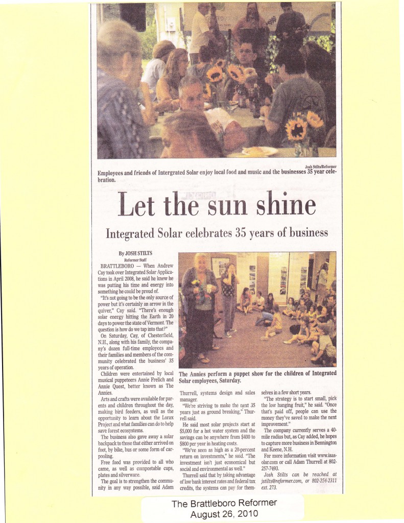 Let the Sun Shine Integrated Solar celebrates 35 years of business