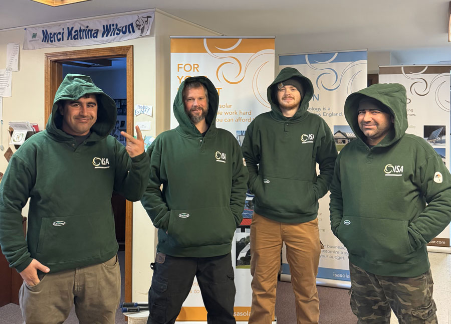 A crew getting ready to go out the door!